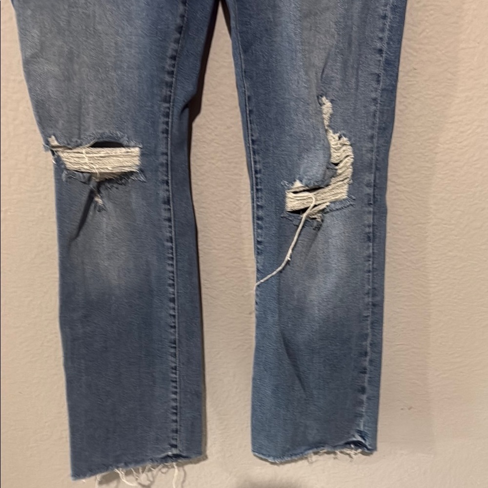 Good American Blue Cropped Distressed Jeans good straight - Picture 8 of 12